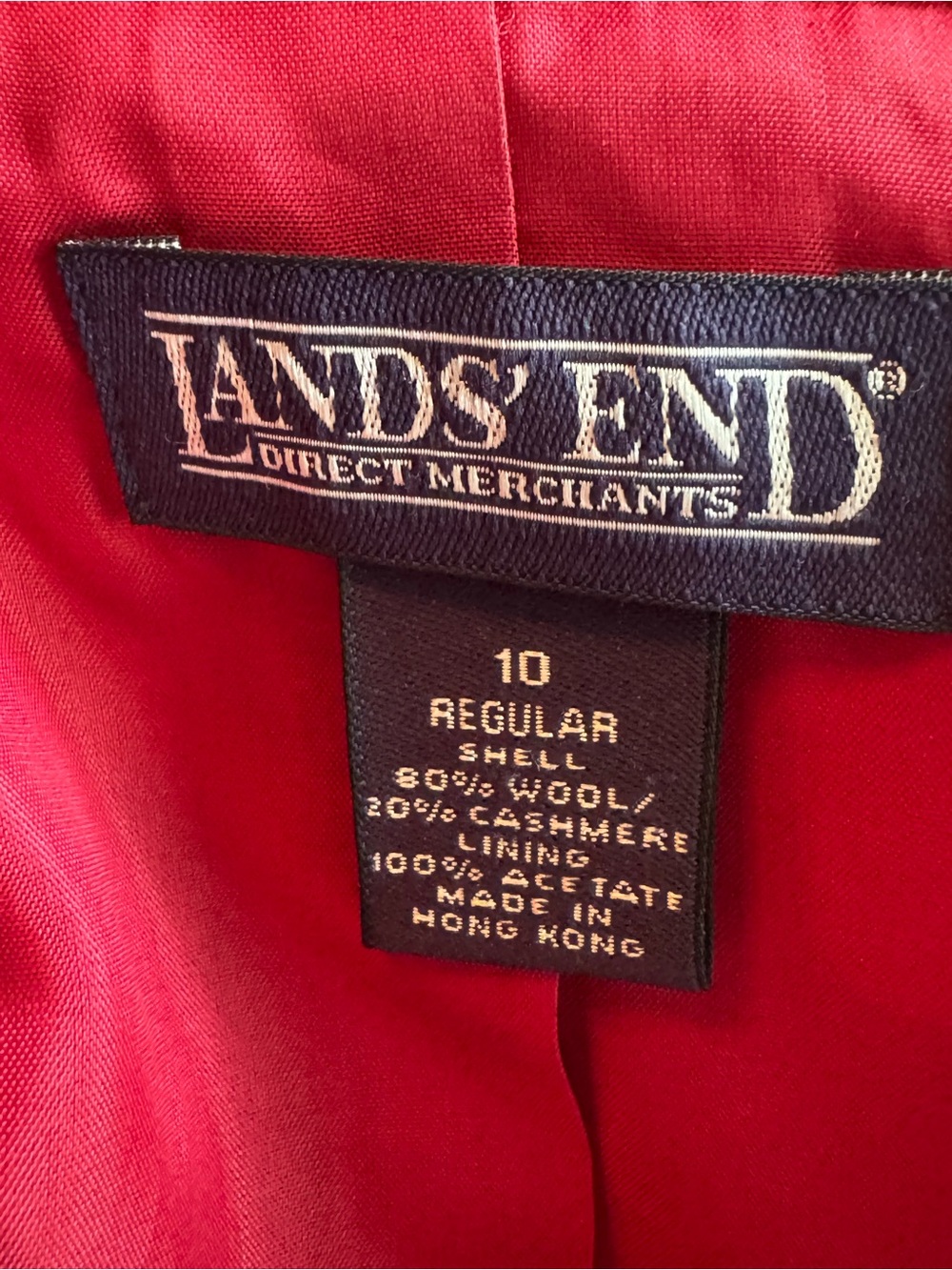 Lands' End wool cashmere Red Single-Breasted Blazer with Gold Buttons 10 - Picture 6 of 7